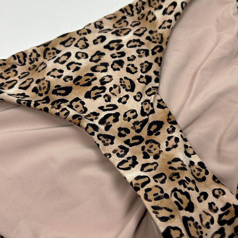 PilyQ PQ Leo Animal Print Ruched Full Swim Bikini Bottom Size S NWT - Picture 7 of 9